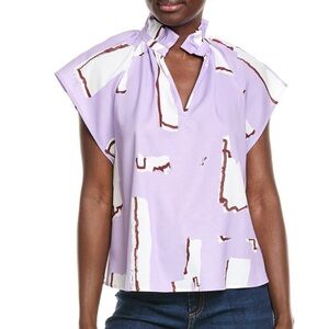 CROSBY by Mollie Burch Purple and White Blouse